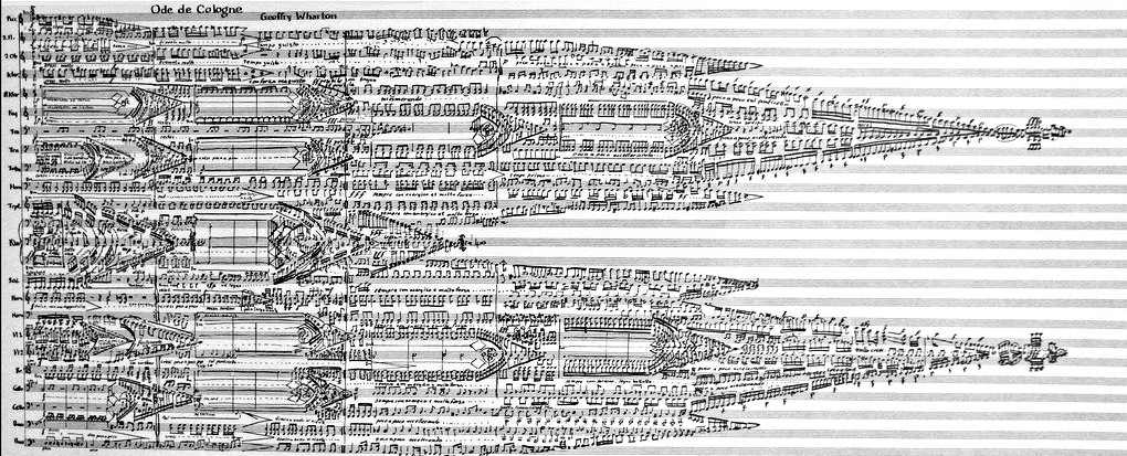 Ode de Cologne was aanvankelijk een muzikale kerstkaart die de dom van Keulen voorstelde. Pas later maakte Geoffry Wharton er een echte compositie van. B-Bc BV-10-4060.